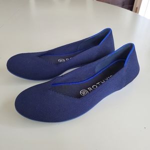 Rothy’s Birdseye The Flat Round Toe Comfy Slip-On Navy Blue Flats 6.5